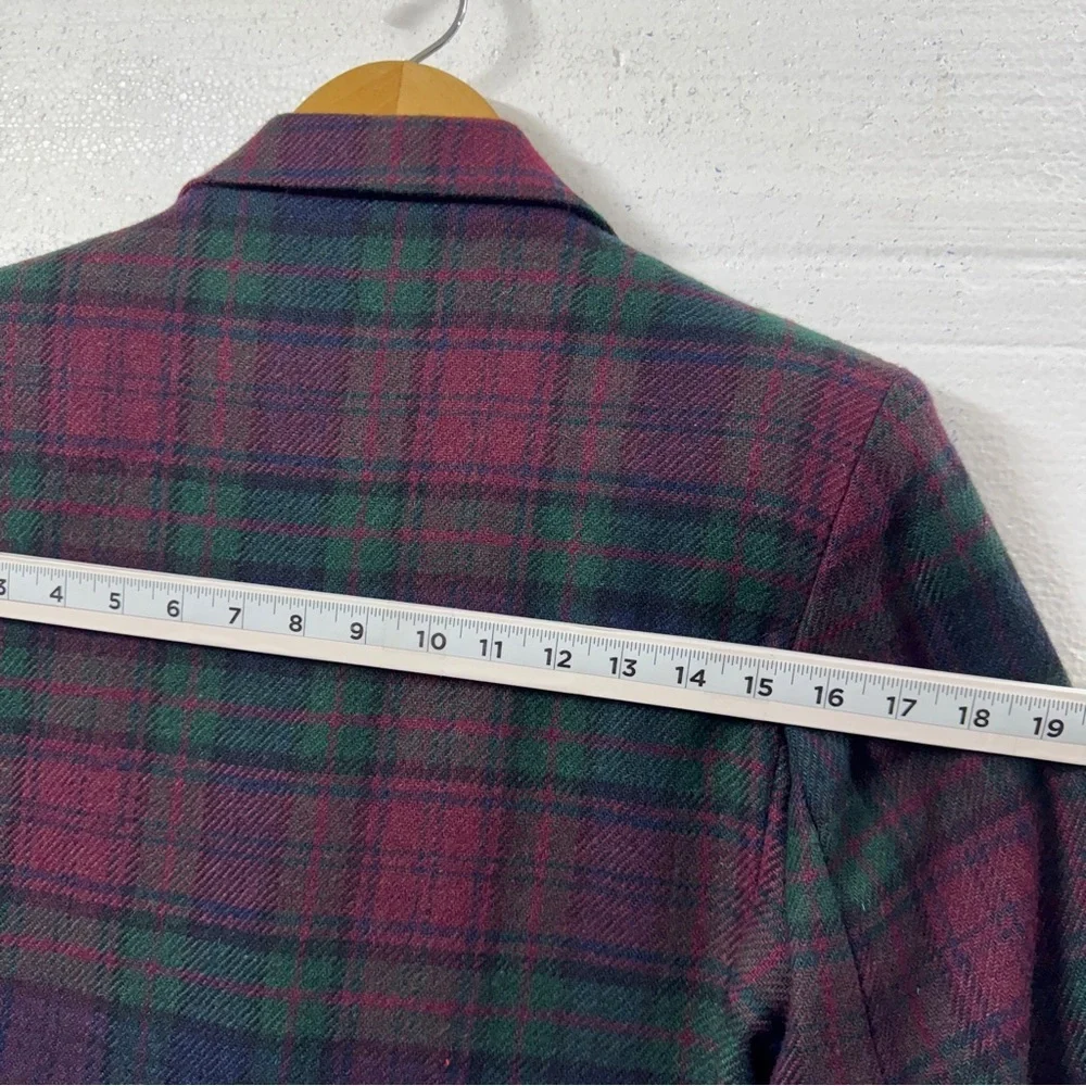 Vintage Dumas Wool Plaid Blazer Burgundy Green Tartan Jacket large Academia - Picture 7 of 11